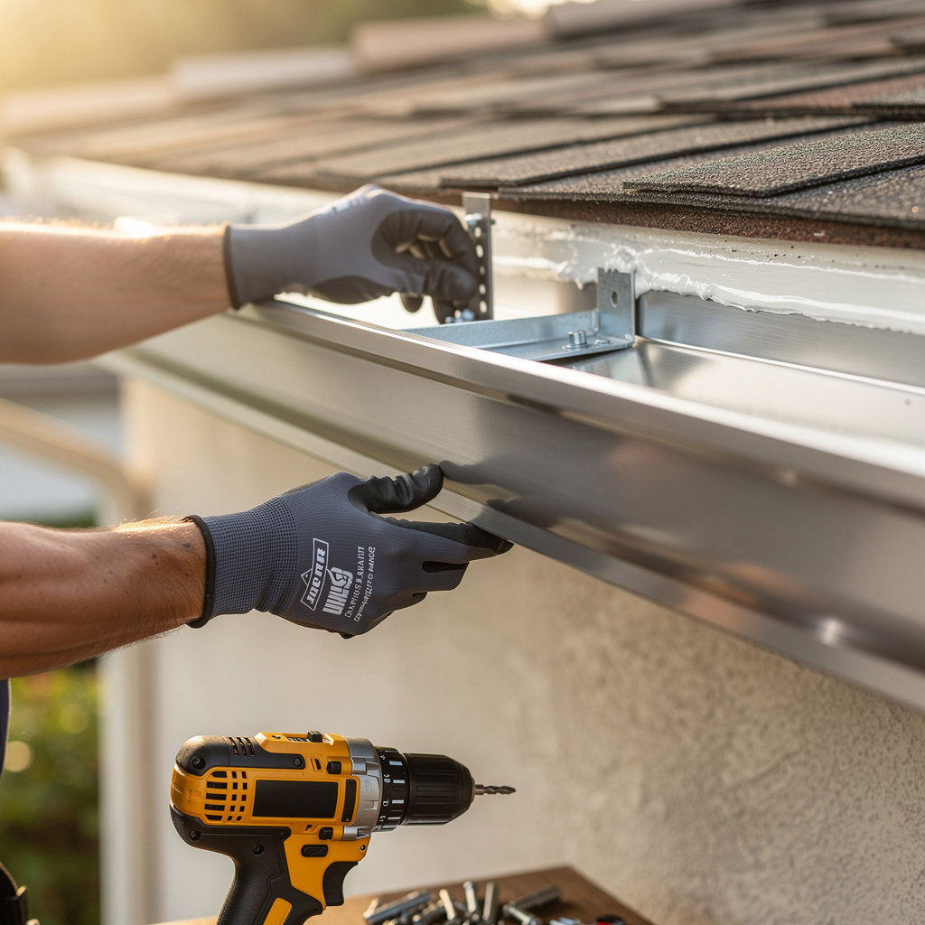 Abba Fathers Rain Gutters professional team installing quality rain gutters on a home in Chula Vista, CA